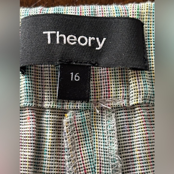 Theory Treeca Pull On Linen Blend Slim Cropped Pants 16 Multi-Colour Pockets - Picture 5 of 16